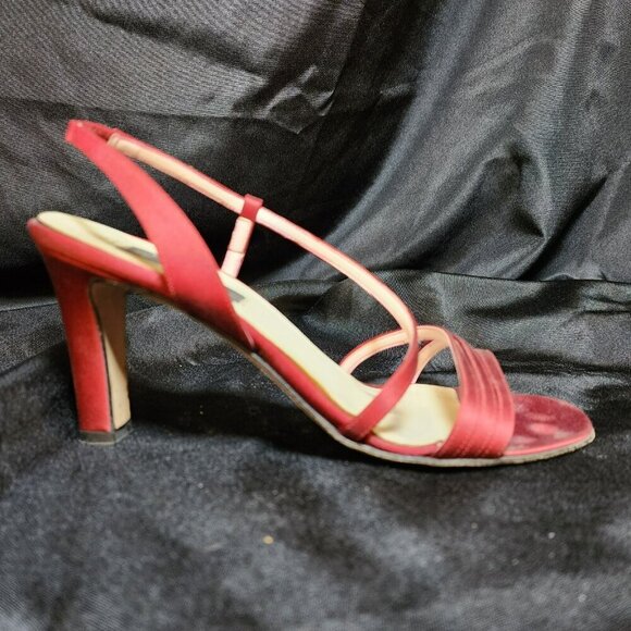 Classiques Entier Red Strappy Heels Size 8B | Italian Leather 8 Inch Dress Sanda - Picture 2 of 8
